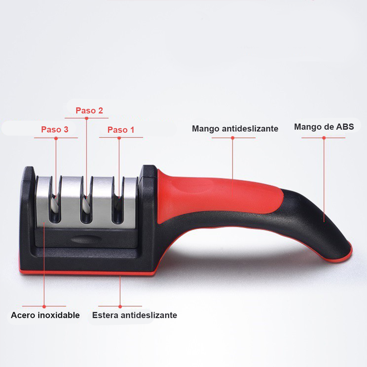 Afilador De Cuchillos Cocina 3 Etapas Manual Ergonómico